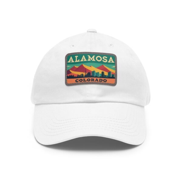 Alamosa Colorado Hat - Retro Sunset Rectangular Leather Patch Cap, Great Sand Dunes Mountains Souvenir Dad Hat, Travel Gift