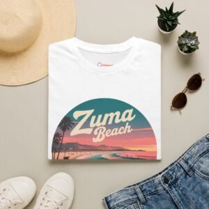 Zuma Beach Sunset T-Shirt - Retro California Surf Shirt, Warm Sunset Colors, Cool Malibu Coastal Vibes, Gift for Beach Lovers