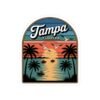 Tampa Florida Sticker - Retro Palm Trees and Boats Sunset Design with Seagulls - Vintage Coastal Travel Souvenir Vinyl Decal