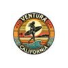Kiss-Cut Stickers - Retro Ventura California Vintage Surf Girl Design, Beach Lover Decal, Laptop Sticker, Water Bottle Label, Scrapbook