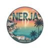 Nerja Spain Sticker - Retro Coastal Sunset Design | Andalucía Travel Vinyl Decal | Mediterranean Beach Art for Laptop & Bottle