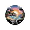 11389083002552211045_1200.jpeg Carmel-by-the-Sea Sticker - Pixel Art Sunset Beach Cliffside Scene with Ocean Waves - Retro California Travel Souvenir Vinyl Decal