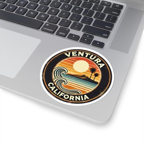 Stickers - Ventura California Beach Sunset Design - Coastal Vibes, Kiss-Cut Stickers, Laptop Decals, Water Bottle Stickers, Scrapbooking,