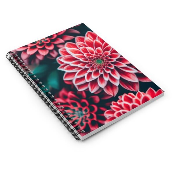 Floral Notebook, Journal, Nature Stationery, Red Flowers Planner, Grid Line Diary, College Ruled Sketchbook - Gift for Students and Nature