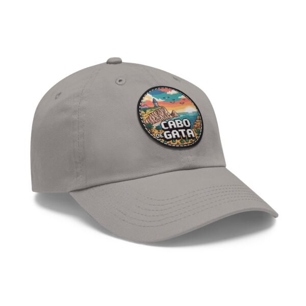 Cabo de Gata Hat - PU Leather Patch Pixel Art Sunset Baseball Cap, Spain Coastal Souvenir