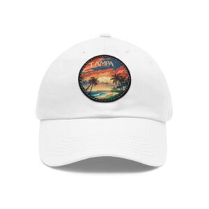 1153202593161490259_2048.jpeg Tampa Florida Hat - PU Leather Patch Coastal Sunset Baseball Cap, Florida Travel Souvenir,