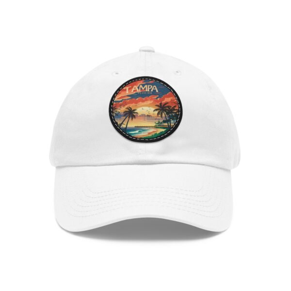Tampa Florida Hat - PU Leather Patch Coastal Sunset Baseball Cap, Florida Travel Souvenir,