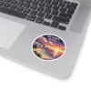 Sitges Spain Sticker - Pixel Art Sunset Mediterranean Coast Design, Retro Travel Round Vinyl Sticker for Laptops & Journals