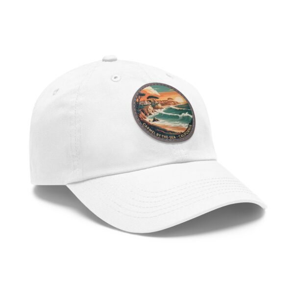 Carmel by the Sea Hat - Retro Coastal Leather Patch Cap, California Ocean Sunset Embroidery Style