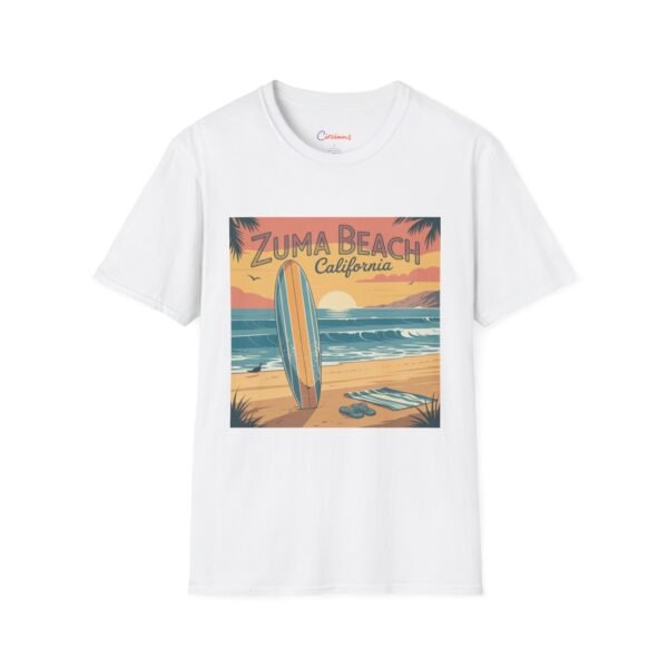 Zuma Beach California Retro Surf T-Shirt | Vintage Coastal Vibes | Unisex Softstyle Tee | Summer Gift for Dreamers & Travelers