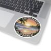 Zuma Beach California Sticker - Retro Pixel Art Coastal Decal, 3x3" Oval Vinyl Sticker for Laptops, Water Bottles & Beach Vibes Lovers
