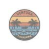 Ventura California Sticker - Retro Sunset Beach Decal with Palm Trees, Vintage Coastal Travel Souvenir, Surf Vibes Art