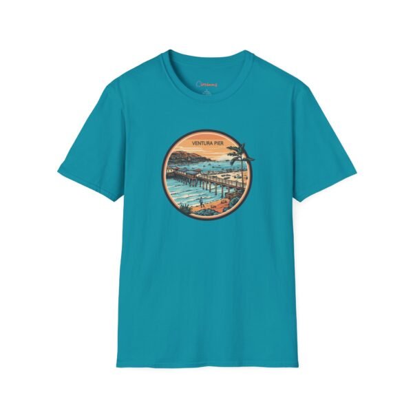Ventura, California | Aerial view drawing of Ventura Pier - Unisex Softstyle T-Shirt