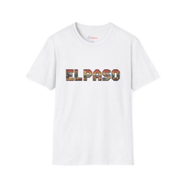 El Paso Texas Pixel Art Shirt - Retro 8-Bit Desert Sunset Design | Unisex Softstyle T-Shirt