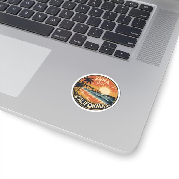 Zuma Beach, California - Vintage Sunset Sticker | Coastal Vibes & Palm Trees Emblem
