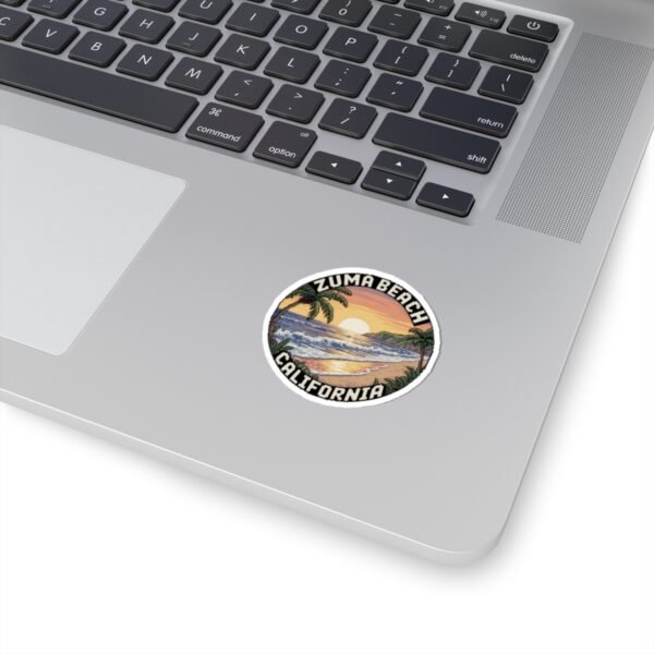 Zuma Beach California Sticker - Retro Pixel Art Coastal Decal, 3x3" Oval Vinyl Sticker for Laptops, Water Bottles & Beach Vibes Lovers