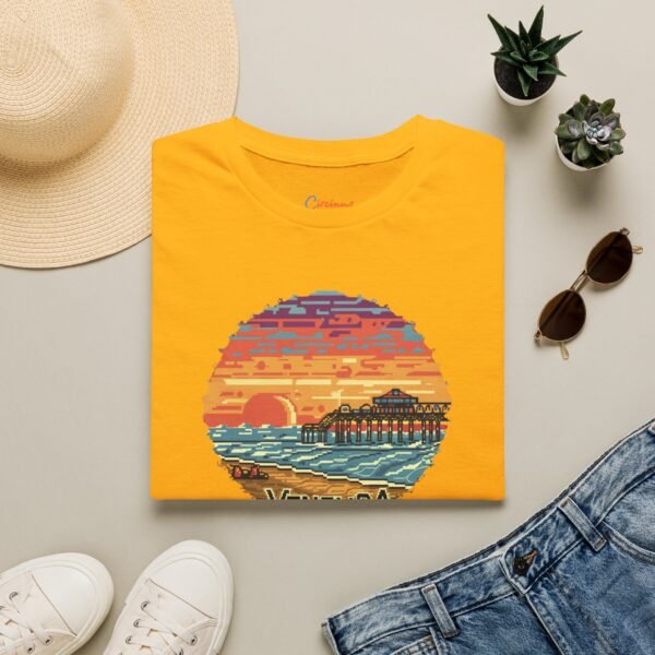 Embrace the Horizon: Pixel Art Ventura Pier Sunset - Unisex Softstyle T-Shirt