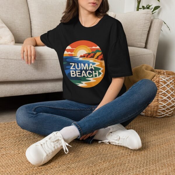 Zuma Beach California Sunset Tee - Retro Ocean Cliff Shirt | Colorful Coastal Art | Unisex T-Shirt