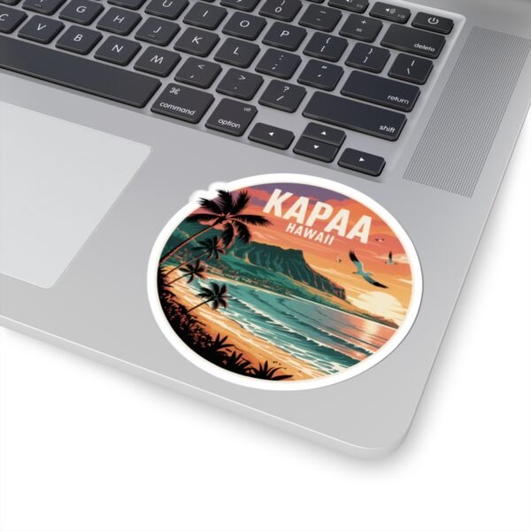 12021085794112057763_1200.jpeg Kapaa Hawaii Sticker - Vibrant Sunset Beach Art with Nounou Mountain & Coconut Coast - Tropical Travel Souvenir and Coastal Decor