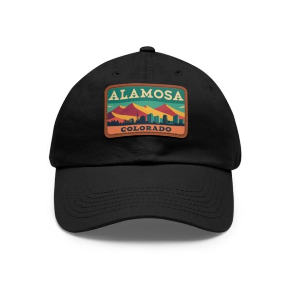 Alamosa Colorado Hat - Retro Sunset Rectangular Leather Patch Cap, Great Sand Dunes Mountains Souvenir Dad Hat, Travel Gift
