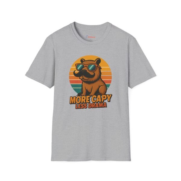 More Capy, Less Drama Funny Capybara T-Shirt, Retro Sunset Aesthetic Tee for Animal Lovers, Chill Vibes Shirt, Gift for Him or Herñ