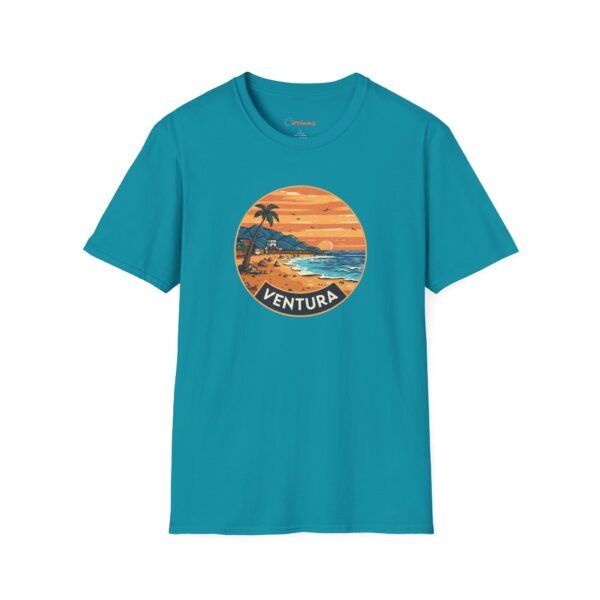 Ventura California Sunset Softstyle T-Shirt, Beach Lover Tee, Coastal Sunset Shirt, Ocean Vibes Top, Vacation Tshirt