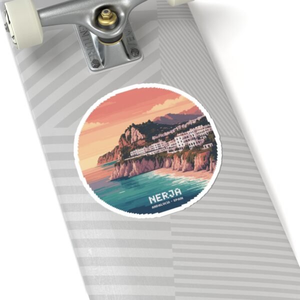 Nerja Spain Pixel Art Sticker - Retro 8-Bit Coastal Design | Andalucía Travel Vinyl Decal for Laptop, Journal & Water Bottle