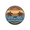 Ventura California Sticker - Retro Sunset Beach Decal with Palm Trees, Vintage Coastal Travel Souvenir, Surf Vibes Art