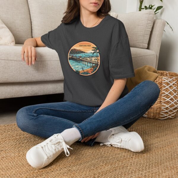 Ventura, California | Aerial view drawing of Ventura Pier - Unisex Softstyle T-Shirt