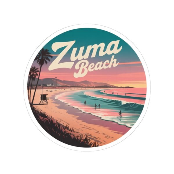 Zuma Beach Sticker - Retro Sunset California Vibes - Coastal Travel Gift