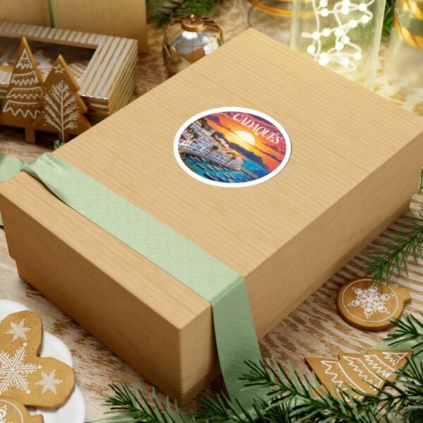 Cadaqués España Sticker - Sunset Coastal View, Mediterranean Village & Boats - Travel Souvenir, Beach Town Art, Summer Vibes