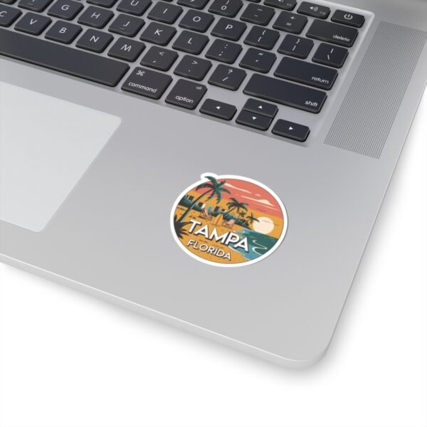 Tampa Florida Sticker, Retro Beach Sunset Decal, Surf & Palm Trees, Travel Souvenir, Coastal Laptop Sticker, Hippie Van Decor, Vacation Gift