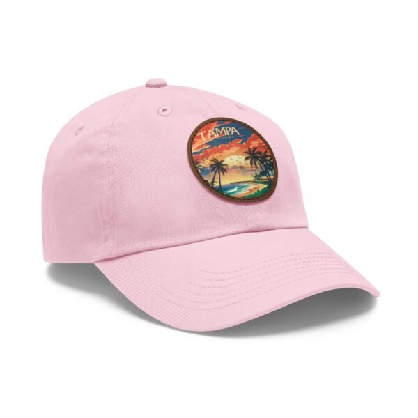 Tampa Florida Hat - PU Leather Patch Coastal Sunset Baseball Cap, Florida Travel Souvenir,