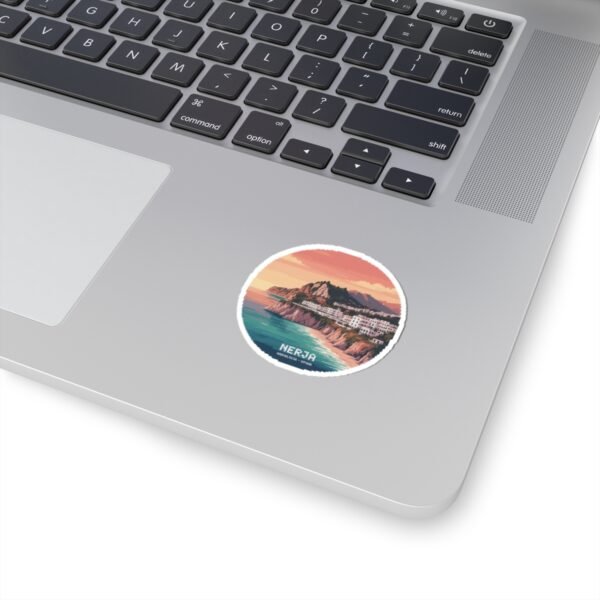 Nerja Spain Pixel Art Sticker - Retro 8-Bit Coastal Design | Andalucía Travel Vinyl Decal for Laptop, Journal & Water Bottle