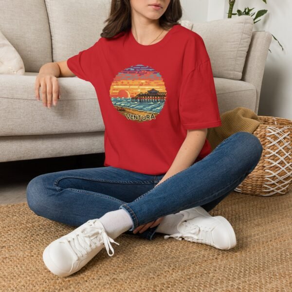Embrace the Horizon: Pixel Art Ventura Pier Sunset - Unisex Softstyle T-Shirt