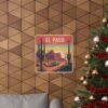 El Paso Texas Poster - Retro Desert Road Trip Wall Art | Vintage Cactus Sunset Print | Classic Car Southwestern Travel Decor