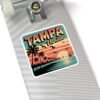 Tampa Florida Sticker - Retro Palm Trees Skyline and Sunset Beach Design - Vintage Coastal Travel Souvenir Vinyl Decal