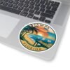 Tampa Florida Sticker - Retro Sunset Beach Pier Design with Palm Trees and Ocean Waves - Vintage Coastal Travel Souvenir Decal