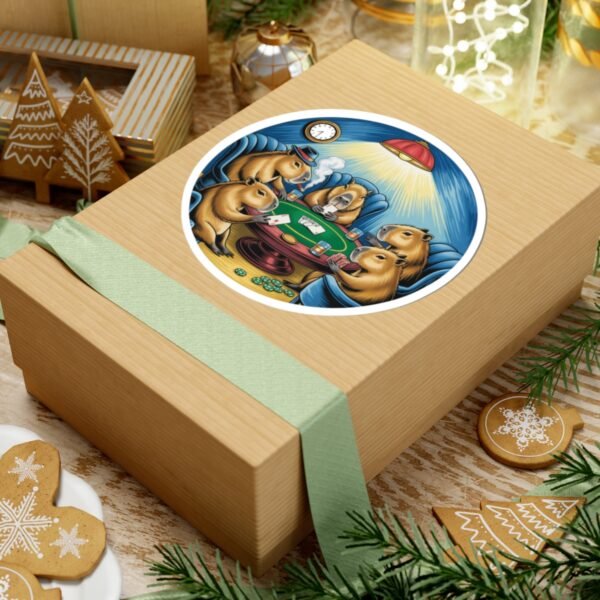 Capybara Poker Night Sticker - Funny Animal Card Game Vinyl Decal, Gambling Gift, Capybara Lover Decor, Retro Cartoon Art