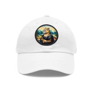 Capybara Mona Lisa Hat - PU Leather Patch Funny Animal Baseball Cap, Art Parody Gift