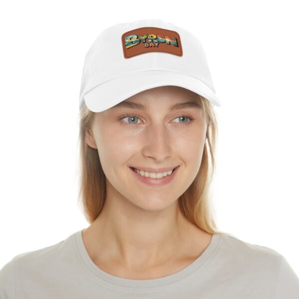 12495198638273788217_2048.jpeg Byron Bay Hat - Retro Leather Patch Dad Hat with Coastal Landscape Design, Summer Beachwear Gift, Australia Travel Souvenir