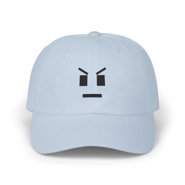 Pixel Art Angry Face Hat - Embroidered Funny Baseball Cap, Minimalist 8-Bit Gamer Hat, Unique Pixel Expression Cap, Unisex Adjustable Hat