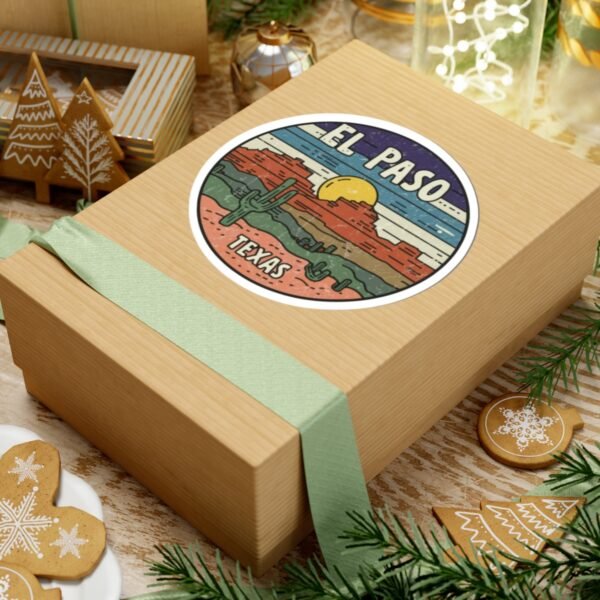 Desert Landscape Stickers, Southwest Cactus Decals, El Paso Texas Vinyl Stickers, Travel Adventure Souvenirs, USA State City Kiss-Cut Decor