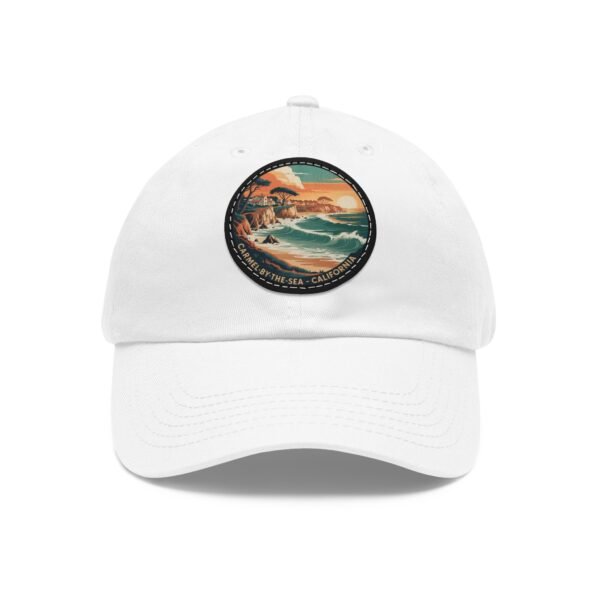 Carmel by the Sea Hat - Retro Coastal Leather Patch Cap, California Ocean Sunset Embroidery Style