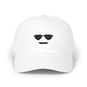 Pixel Cool Face Embroidered Hat - Retro 8-Bit Minimalist Dad Cap, Gaming Aesthetic Streetwear, Fun Pixel Art Gift