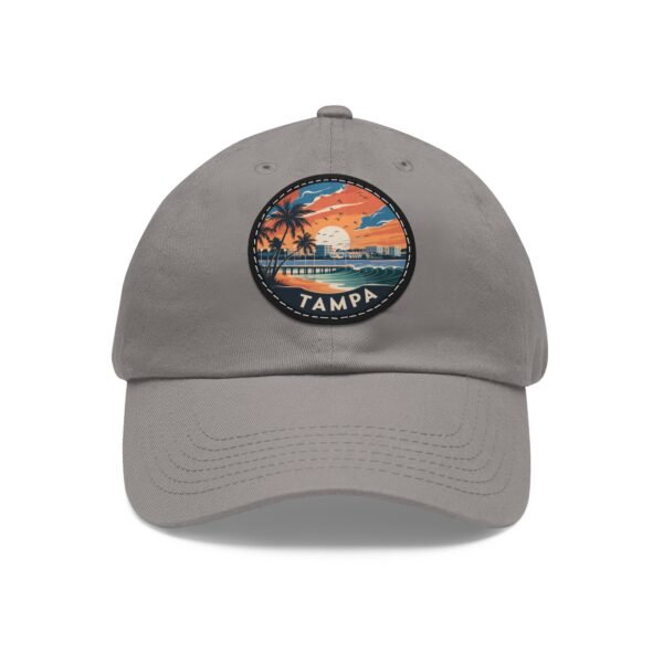 Tampa Florida Hat - Premium Dad Cap with PU Leather Patch, Coastal Sunset Design, Retro Travel Souvenir & Beach Gift