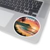 Kapaa Hawaii Sticker - Retro Coastal Sunset Art with Nounou Mountain & Coconut Coast - Tropical Travel Souvenir Decal