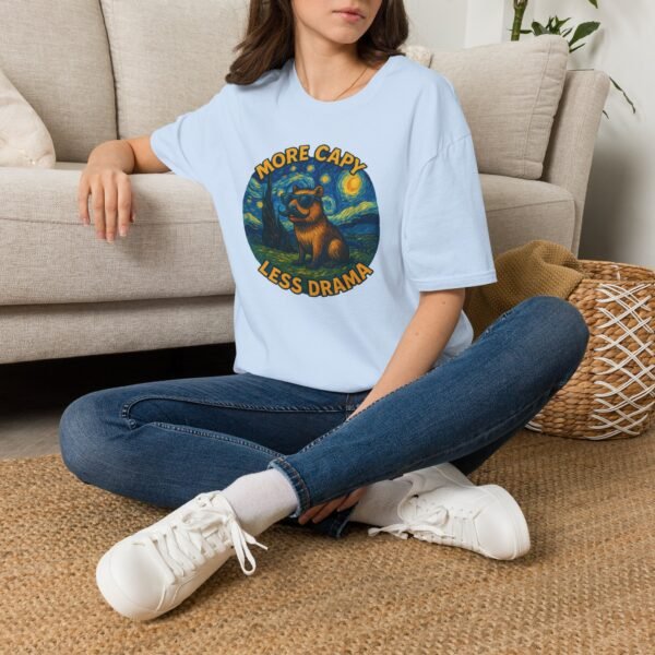 1259290737875449383_2048.jpeg More Capy Less Drama - Funny Capybara T-Shirt | Starry Night Art Style | Chill Animal Tee | Unisex Softstyle Shirt
