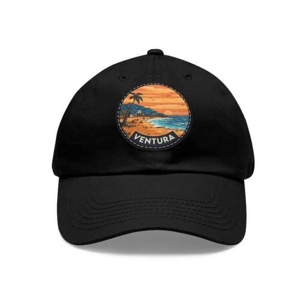 Ventura Hat - PU Leather Patch Retro Sunset Beach Baseball Cap, California Coastal Souvenir