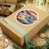 Cadaqués España Sunset Round Vinyl Sticker - Mediterranean Coastal Design, Spanish Seaside Travel Gift, Costa Brava Beach Art